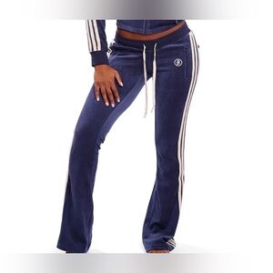 Body By Raven Tracy body velour track pants (royal blue/cream) Size Small